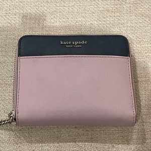 KATE SPADE CAMERON SMALL CONTINENTAL WALLET PURPLE LAVENDER NAVY ZIP WALLET EUC